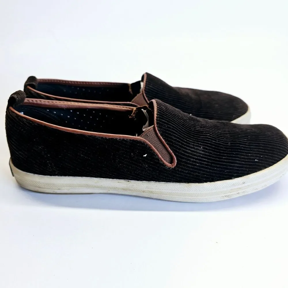 Kate Spade Slip On Sneakers Womens 7.5‎ Brown Corduroy Designer Casualwear Shoes